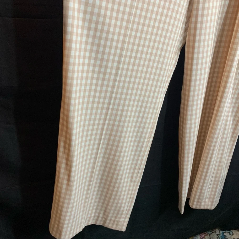 NWT Alex Marie Juliana Linen Wide Leg Jumper in Sand Gingham Print, size 12 - Picture 10 of 13